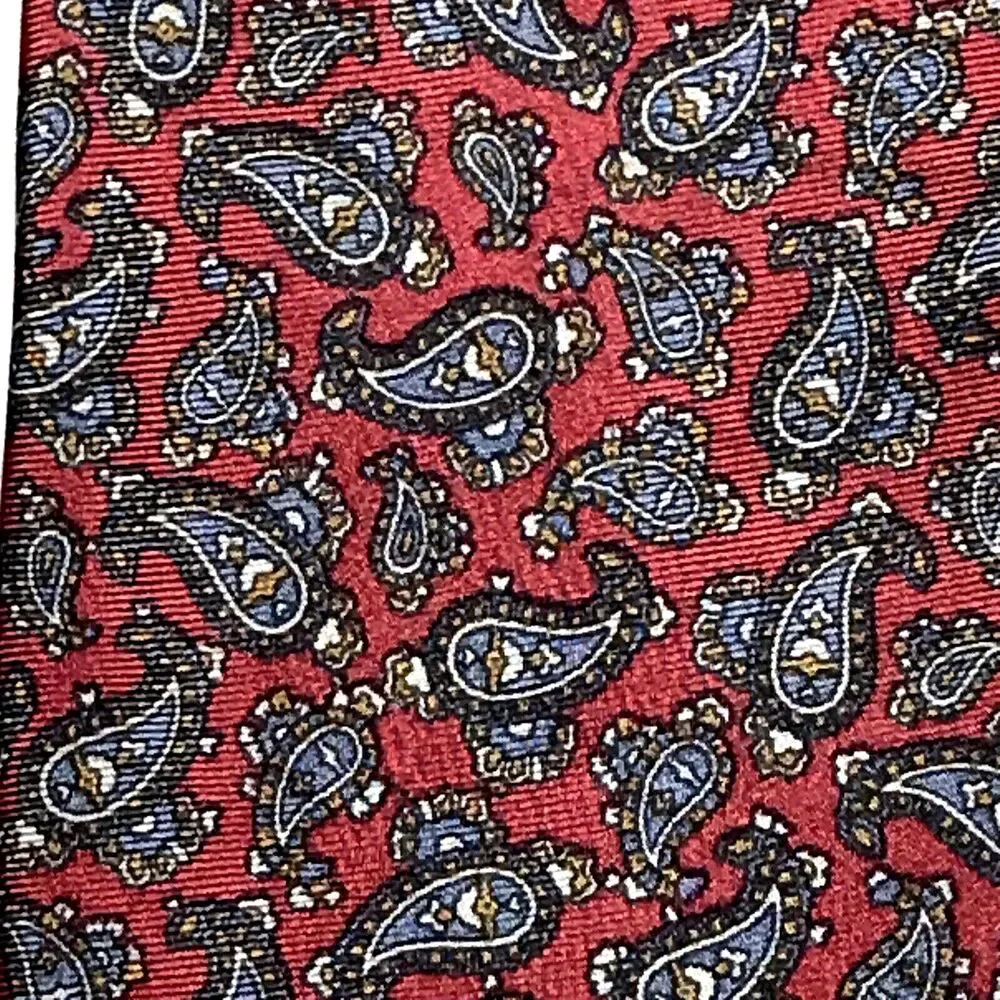 Chaps Ralph Lauren Vintage Tie Paisley Red Purple Silk Academia Old Money Preppy